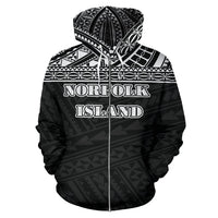 Norfolk All Over Zip up Hoodie Polynesian Black Version - Polynesian Pride