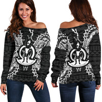 Vanuatu Polynesian Shoulder Sweater Map Black Black - Polynesian Pride