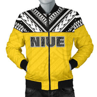 Niue Men's Bomber Jacket - Polynesian Design Black - Polynesian Pride