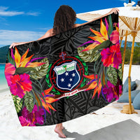 Samoa Sarong - Polynesian Hibiscus Pattern Women One Size Black - Polynesian Pride