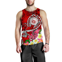 Hawaii Polynesian Men's Tank Top - Hawaii Seal With Turtle Plumeria (Red) - Polynesian Pride