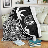 Marshall Islands Coconut Tree Premium Blanket Black White White - Polynesian Pride