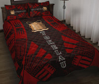 Tokelau Quilt Bed Set - Tokelau Coat Of Arms Red Tattoo Style - Polynesian Pride