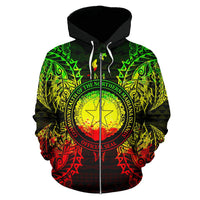 Northern Mariana Islands Polynesian All Over Zip up Hoodie Map Reggae - Polynesian Pride