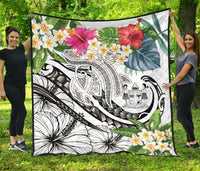 Fiji Polynesian Premium Quilt - Summer Plumeria (White) - Polynesian Pride