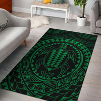 Hawaiian Kakau Honu Arc Polynesian Area Rug AH Rug Green - Polynesian Pride