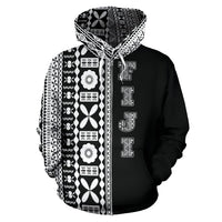 Fiji Hoodie Fiji Coat of Arms Tapa Half Style - Polynesian Pride