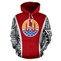 Tahitian Hoodie Tahiti Coat of Arms Polynesian Tattoo - Polynesian Pride