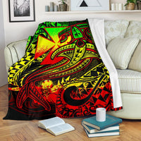Polynesian Wallis and Futuna Premium Blanket - Reggae Shark Polynesian Tattoo White - Polynesian Pride