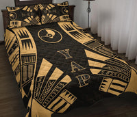 Yap Quilt Bed Set - Yap Flag Polynesian Yellow Tattoo Style - Polynesian Pride