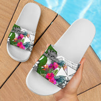 Wallis And Futuna Slide Sandals - Turtle Plumeria Banana Leaf - Polynesian Pride