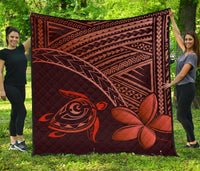 Hawaii Quilt - Hawaii Turtle Plumeria Quilt Red Red - Polynesian Pride