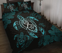 Hawaii Quilt Bed Set - Hawaii Polynesian Turtle Quilt Bed Set Flow Of Turtle Blue - Polynesian Pride