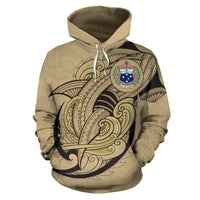 Samoa Hoodie Samoa Coat of Arms Polynesian Shark Pattern TH0 - Polynesian Pride