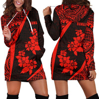 Hawaii Polynesian Hoodie Dress - Hawaii Hibiscus Polynesian Tattoo Red TH5 Red - Polynesian Pride