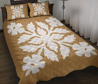 Hawaiian Quilt Bed Set Royal Pattern - Gold - B2 Style Gold - Polynesian Pride