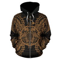 Polynesian Hawaii All Over Zip up Hoodie Turtle Gold - Polynesian Pride