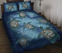 Turtle Quilt Bed Set - Light Sea - Polynesian Pride