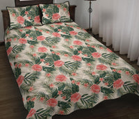 Hawaii Quilt Bed Set Hibiscus Plumeria Tropical Red AH Black - Polynesian Pride