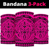 Hawaiian Polynesian Tatau Turtle Pink Bandana 3 - Pack - Polynesian Pride