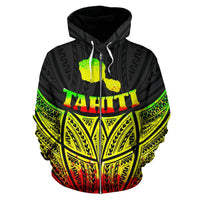 Tahiti Polynesian Zip up Hoodie Reggae Pride Map and Seal - Polynesian Pride