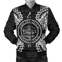 Palau Polynesian Men's Bomber Jacket Map Black Black - Polynesian Pride