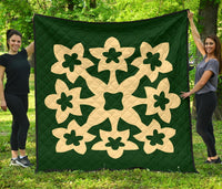 Hawaiian Premium Quilt Royal Pattern - Green - A1 Style Green - Polynesian Pride