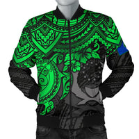 Pohnpei Polynesian Bomber Jacket (Men) - Polynesian Green Turtle Green - Polynesian Pride