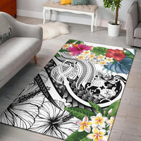 Tonga Polynesian Area Rug - Summer Plumeria (White) White - Polynesian Pride