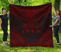 Society Islands Premium Quilt - Society Islands Flag Polynesian Chief Red Version Red - Polynesian Pride