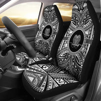 Papua New Guinea Car Seat Cover - Papua New Guinea Coat Of Arms Polynesian White Black Universal Fit Black - Polynesian Pride
