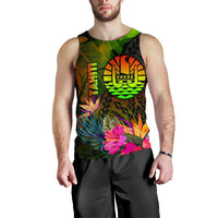 Tahiti Polynesian Men's Tank Top - Hibiscus and Banana Leaves - Polynesian Pride