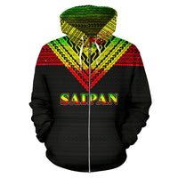 Saipan All Over Zip up Hoodie Reggae Color Version - Polynesian Pride