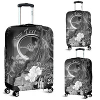 Custom Personalised Yap Luggage Covers - Humpback Whale with Tropical Flowers (White) - Polynesian Pride