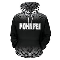 Pohnpei All Over Hoodie Black Fog Style - Polynesian Pride