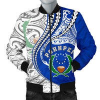 Pohnpei Men's Bomber Jacket Kanaloa Tatau White - Polynesian Pride