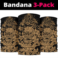 Hawaii Vocalno Flowers Tiki Bandana 3-Pack - AH - Gold - Polynesian Pride