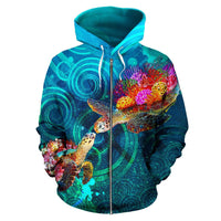 Polynesian Kanaka Maoli (Hawaiian) Zip up Hoodie Turtle Hawaii Map - Polynesian Pride
