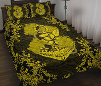 Hawaii Anchor Hibiscus Flower Vintage Quilt Bed Set - AH - Yellow - Polynesian Pride