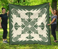 Hawaiian Pineapple Pattern Premium Quilt - Green - Argu Style Green - Polynesian Pride