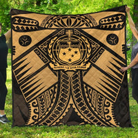 Samoa Polynesian Premium Quilt - Samoa Gold Seal with Polynesian Tattoo Single Gold - Polynesian Pride