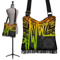 American Samoa Personalised Boho Handbag - Seal With Polynesian Pattern Heartbeat Style (Reggae) - Polynesian Pride