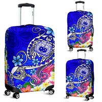 Samoa Luggage Covers - Turtle Plumeria (Blue) - Polynesian Pride