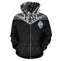 Guam Zip up Hoodie Guam Coat of Arms Polynesian Tattoo A5 - Polynesian Pride