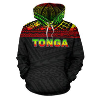 Tonga Polynesian All Over Hoodie Reggae Horizontal Style - Polynesian Pride