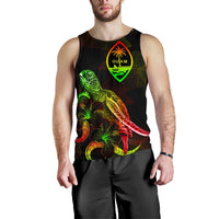 Guam Polynesian Men Tank Top - Turtle With Blooming Hibiscus Reggae - Polynesian Pride