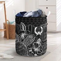 Pohnpei Laundry Basket - Polynesian Turtle Hibiscus Black Laundry Basket One Size Black - Polynesian Pride