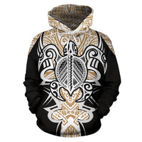 Hawaii Turtle Tribal Gold Hoodie Armor Style - Polynesian Pride