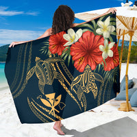 Hawaii Polynesian Turtle Hibiscus Sarong - Nolan Style Sarong One Size Black - Polynesian Pride