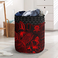 Tuvalu Laundry Basket - Polynesian Turtle Hibiscus Red Laundry Basket One Size Red - Polynesian Pride